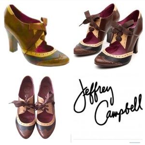 Re-posh. Jeffery Campbell brown tan oxford heels